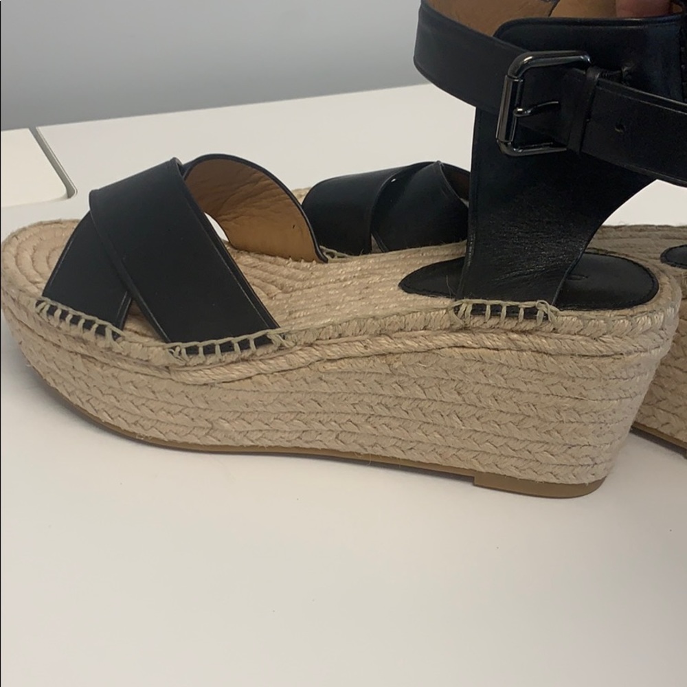 COACH Primrose black leather espadrille. Size 8